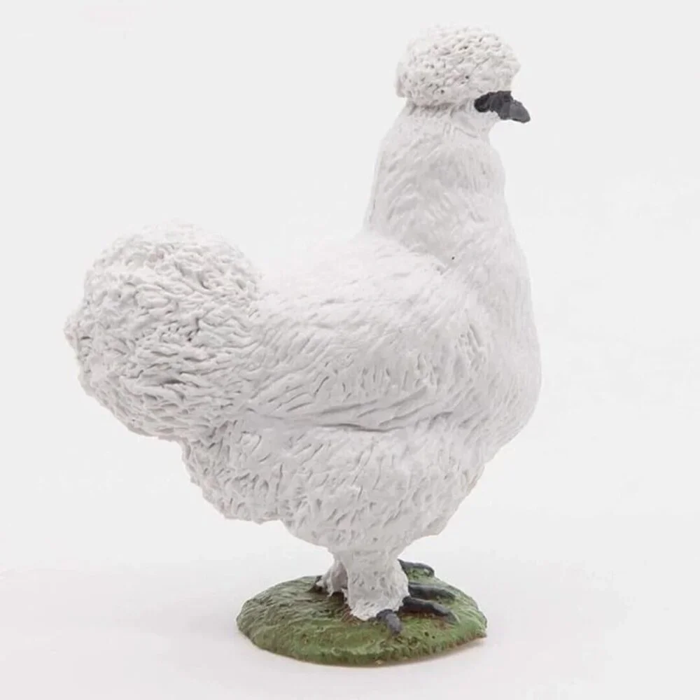 Silkie Chicken Farm Animal Figure - Hand Painted Farm Animal Toy Figurine - Papo